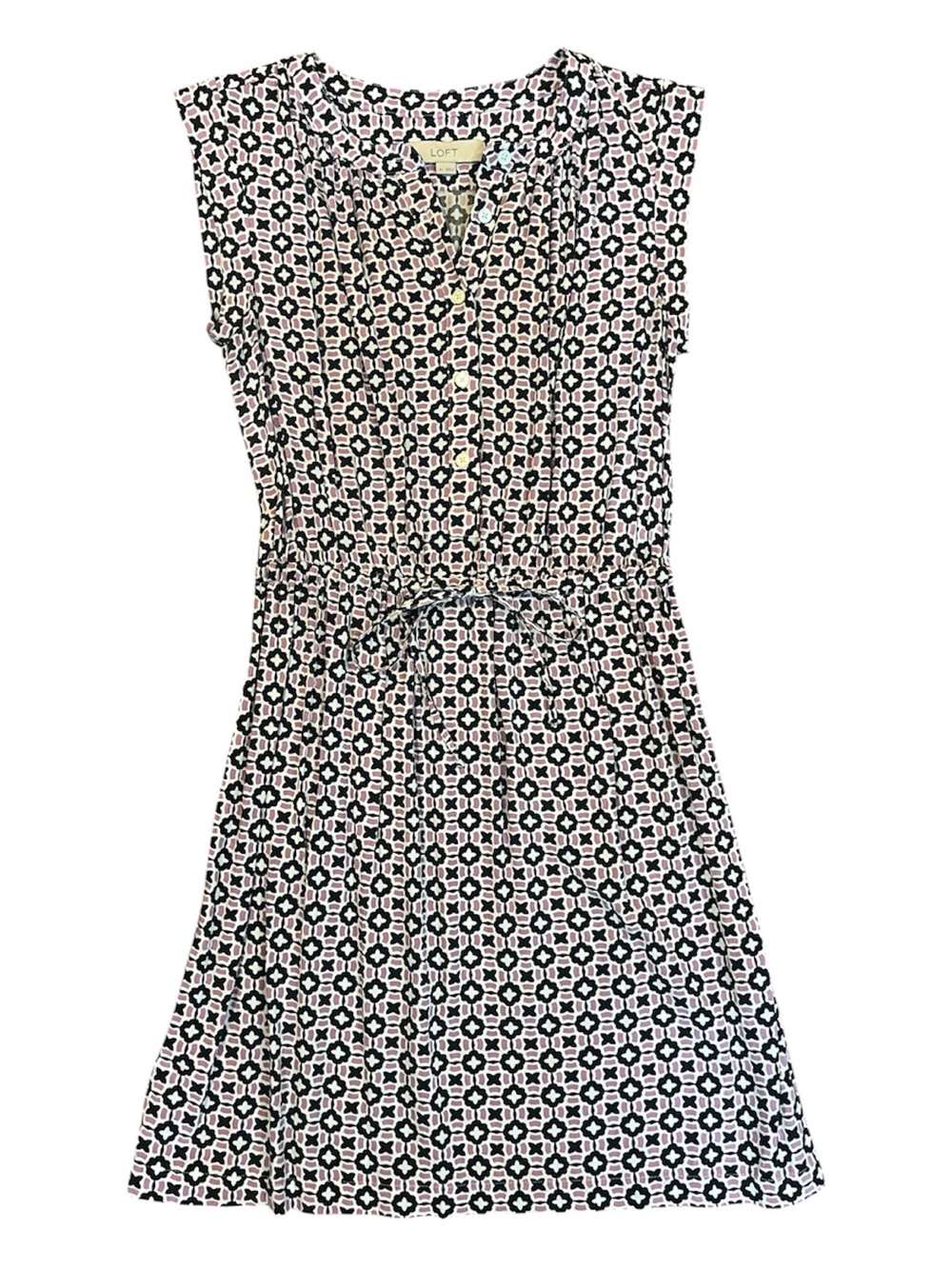 Loft Pink and Blue Geometric Dress Size XS